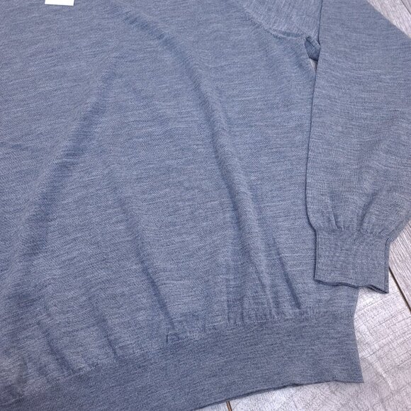 Suitsupply Sweater Mens XXL 2XL Wool Crewneck Gray Pullover Lightweight - Picture 4 of 7